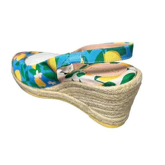 Cole Haan Womens Blue Vibrant Floral Slingback Espadrille Wedge Sandals Sz 9 New - Picture 2 of 11